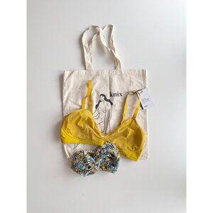 3pc KNIX Lot - Honey Yellow Deep V Mesh Bralette Bra, Size XL+